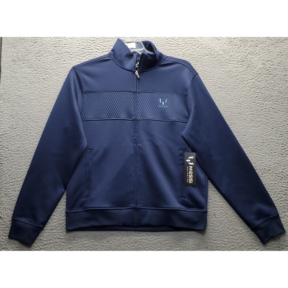 Messi Collection Jacket Mens Small Navy Embroidered Logo Long Sleeve Full Zip